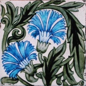 Telha com desenho floral (cerâmica) de William de Morgan