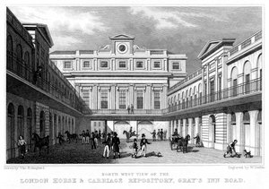 Repositório de cavalos e carruagens de Londres, Grays Inn Road, 1828.