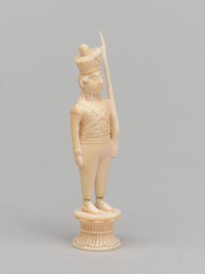 Peão branco, peça de xadrez, Índia, 1820 cerca