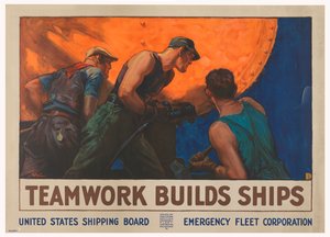 Trabalho em equipe constrói navios de William Dodge Stevens