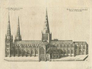 Catedral de Lichfield - Vista sul: gravura em chapa de cobre, nd [ Meados do século XVII]