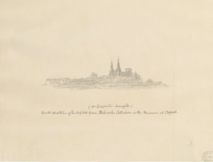 Catedral de Lichfield - Vista Sudoeste: desenho a lápis, nd [ 17º cent] (desenho)