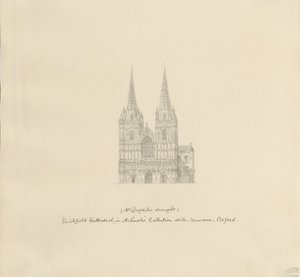 Catedral de Lichfield - Frente Oeste: desenho a caneta, nd [ Final do século 17] (desenho)