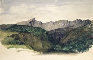 Estudo de uma Cordilheira Distante, 1860 (aquarela sobre papel) de William Dyce