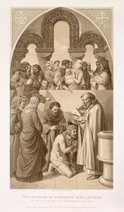 O Batismo do Rei Ethelbert (c.552-616) de Kent por Santo Agostinho em Canterbury em 597, de &39;Ilustrações da História Escocesa e Inglesa&39; Volume I