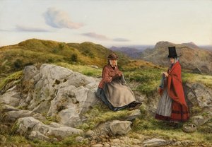"Paisagem galesa com duas mulheres a tricotar", 1860 de William Dyce