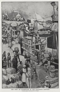 O porto de Bizâncio no século XI (litho) de William Edward (after) Wigfull