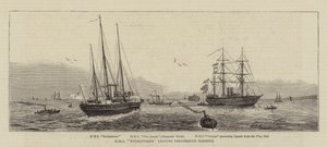 HMS Enchantress saindo do porto de Portsmouth de William Edward Atkins