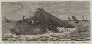 A colisão no canal, tentando explodir o casco da floresta, fora de Weymouth de William Edward Atkins