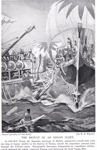 A derrota de uma frota jônica, ilustração da "História das Nações de Hutchinson"