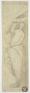 Figura feminina a puxar o cortinado de William Etty