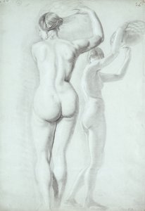 Estudos de figura (lápis sobre papel) de William Etty