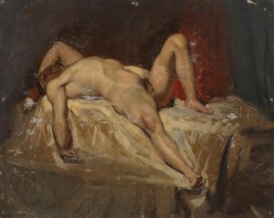 Nu masculino deitado, levantou o joelho esquerdo, 1815-45