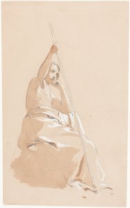 Jovem sentado com um bastão de William Etty