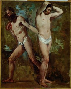 Dois nus masculinos em pé (óleo sobre tela)