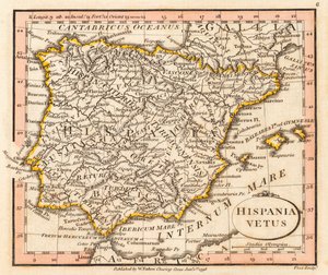 Espanha e Portugal antigos. Mapa.