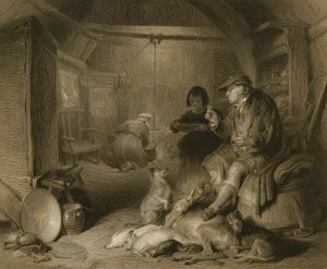 Interior de uma casa de campo dos Highlanders de William Finden