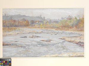 Rapids de água branca (aguarela em papel não branco)