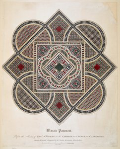 Pavimento em mosaico diante do santuário de Thomas A Becket na Igreja da Catedral de Canterbury de William Fowler