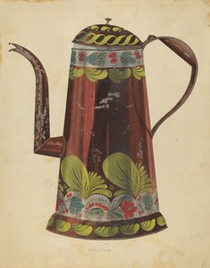 Toleware Tin Coffee Pot, c. 1937.