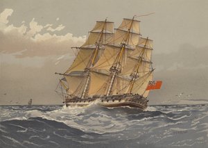 Uma fragata de 38 canhões, cerca de 1770