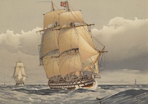 Um navio de 74 canhões da linha, cerca de 1794