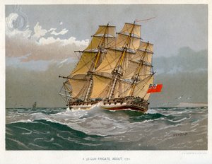 Uma fragata de arma Royal Navy 38, c1770 c1890-c1893 de William Frederick Mitchell