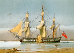Uma fragata de arma da Marinha Real 42, c1780 c1890-c1893. de William Frederick Mitchell