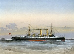 HMS Blenheim, cruzador de primeira classe da Marinha Real, 1892 de William Frederick Mitchell