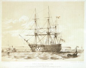 HMS "Victory", finais do século XVIII a princípios do século XIX (litografia a cores) de William Frederick Mitchell
