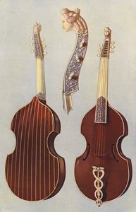 Instrumentos musicais: Viola da gamba (litografia a cores)