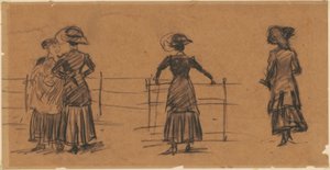 Estudos das mulheres sobre o corrimão do parque