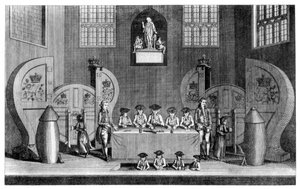 Desenho da loteria estadual em Guildhall, cidade de Londres, 1763 1886.