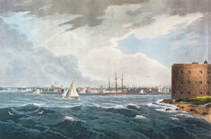 Nova York, da Ilha do Governador, gravada por I. Hill, pub. por Henry I. Megarcy, Nova York, 1820 (cor aquatint)