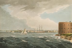 Nova York da Governors Island, no.20 da Carteira do Rio Hudson, gravada por J. Hill, 1821-25