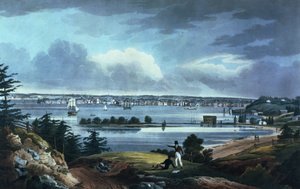 Nova York de Heights Near Brooklyn, 1820-23 (aquatinta colorida) de William Guy Wall