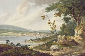 Newburg, no.14 da Carteira do Rio Hudson, gravada por J. Hill, 1821-25