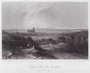 Cidade de Ulm desde as alturas (gravura) de William H. Bartlett