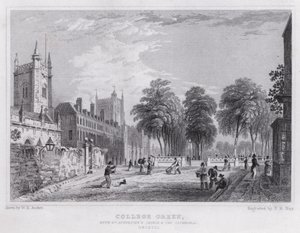 College Green, com a Igreja de Santo Agostinho e a Catedral, Bristol (gravura)