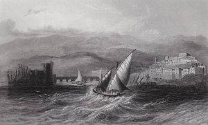 Sidon e Monte Líbano, do Mar (gravura) de William H. Bartlett