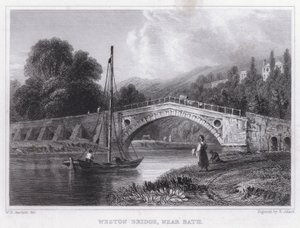 Ponte Weston, perto de Bath (gravura) de William H. Bartlett