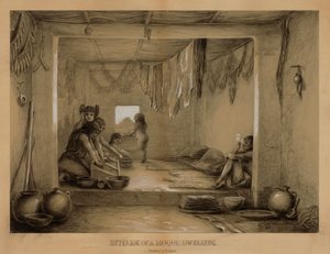 Interior de uma habitação Hopi Dwelling, final do século XIX - início do século XX.
