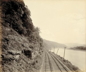 Cathedral Rocks, rio Susquehanna perto de Meshoppen, para a Lehigh Valley Railroad de William H. Rau