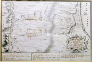 Plano da Batalha de Culloden, 16 de abril de 1746 (caneta e tinta no papel) de William Hall