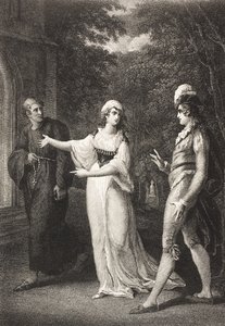O jardim de Olivia, Ato IV, Cena III, de &39;Noite de Reis, ou o que você quiser&39;, da Galeria Boydell Shakespeare, publicada no final do século XIX de William Hamilton