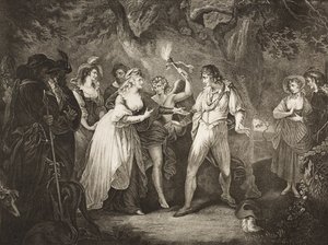 A Floresta, Ato V, Cena IV, de &39;As You Like It&39;, de The Boydell Shakespeare Gallery, publicado no final do século XIX de William Hamilton