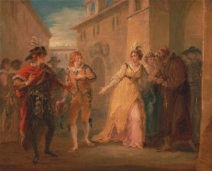 A revelação do noivado de Olívia, de "Twelfth Night", Ato V, Cena i de William Hamilton