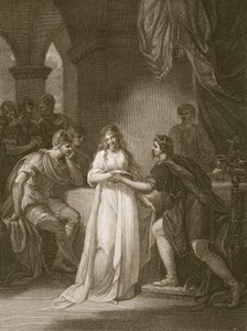 Vortigern e Rovena, gravados por Delatre, ilustração de "The History of England", de David Hume, pub. por R. Bowyer, Londres, 1812 de William Hamilton