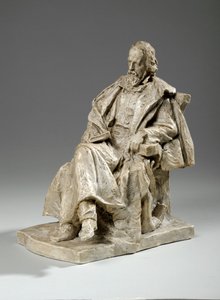 Maquete para Alfred, Lord Tennyson sentado no Trinity College, Cambridge, c.1909 (gesso) de William Hamo Thornycroft