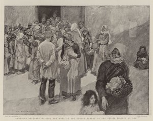 Refugiados armênios esperando trabalho no Departamento de Trabalho da Sociedade de Socorro na Van de William Hatherell